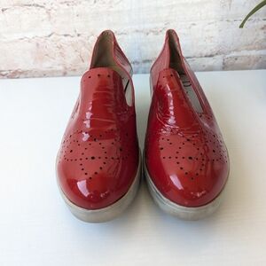 Wonders Fly  Memory Gel Elegant Red Patent Leather Wedge Loafers